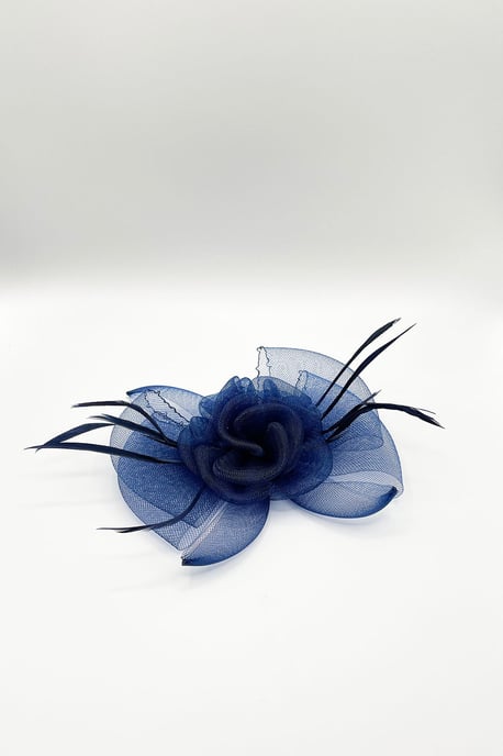 Rosette Bow Fascinator in Navy - Image 2