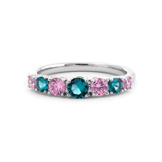 Luxenter Ring in Metal Alloy and Multicolor Zirconia finished in rhodium - Zebe - Image 6