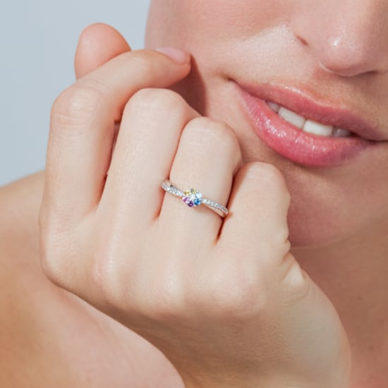 Luxenter ring in metaallegering en meerkleurige zirkonia rhodiumafwerking - Zetrana - Image 4