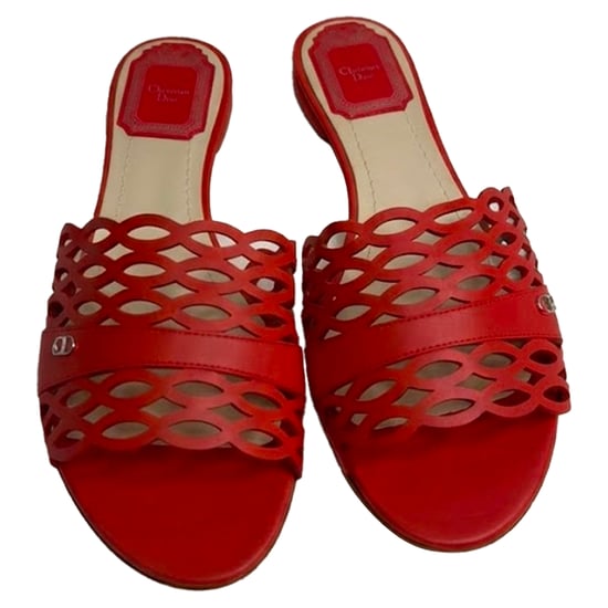 Dior Tattoo Lasercut Sandaler i rött läder - Image 3