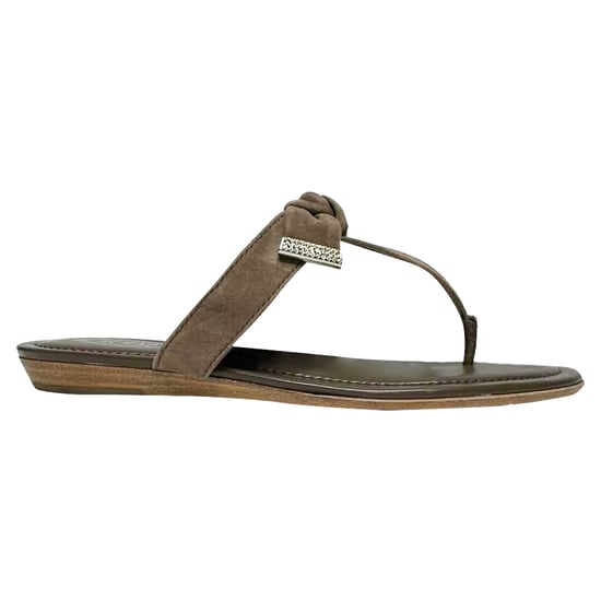 Tod's Bow Accent Thong Slide Sandals in Brown Suede - Image 1