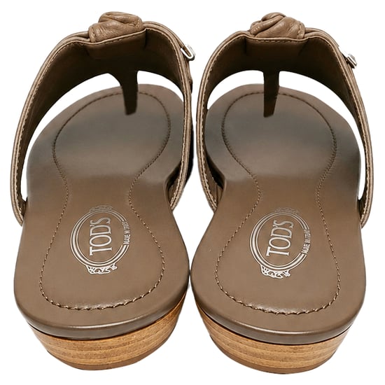 Tod's Bow Accent Thong Slide Sandals in Brown Suede - Image 4