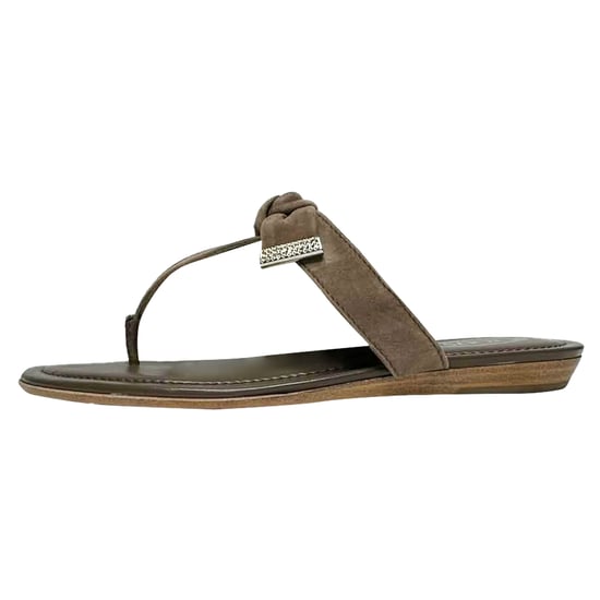 Tod's Bow Accent Thong Slide Sandals in Brown Suede - Image 5