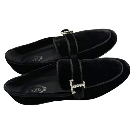 Tod's loafers met kristallen versiering in zwart fluweel - Image 5
