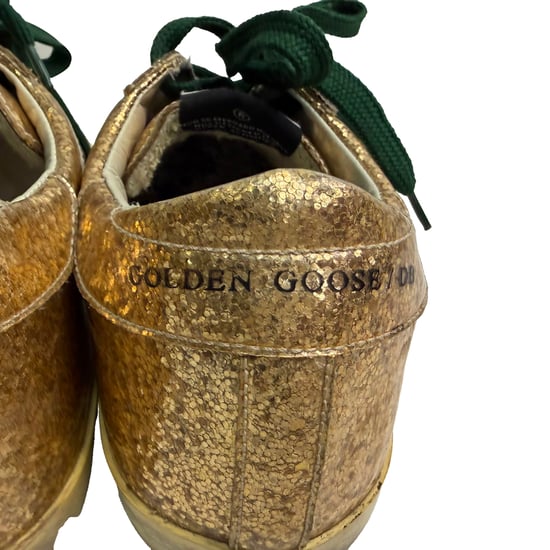 Golden Goose Super Star lage sneakers in metallic goudkleurige glitter. - Image 4
