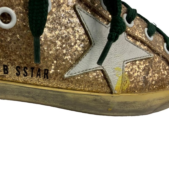 Golden Goose Super Star lage sneakers in metallic goudkleurige glitter. - Image 6