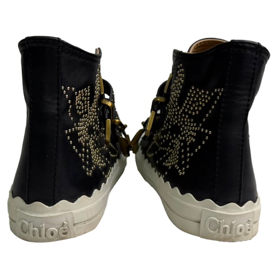 Chloé Nitade Höga Sneakers i Svart Läder - Image 3