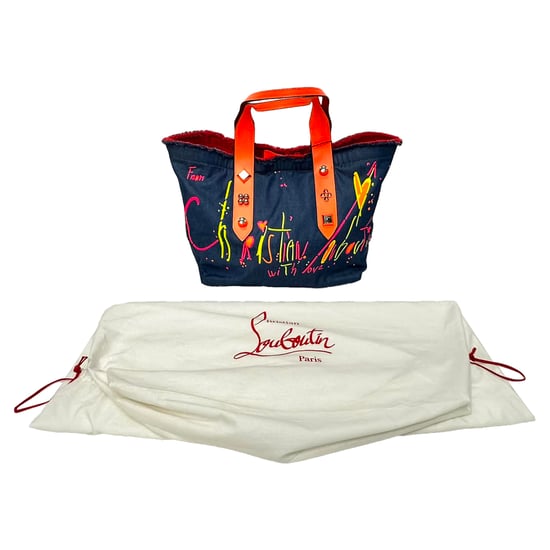 Christian Louboutin Frangibus Tote Bag In Navy Blue Denim - Image 6