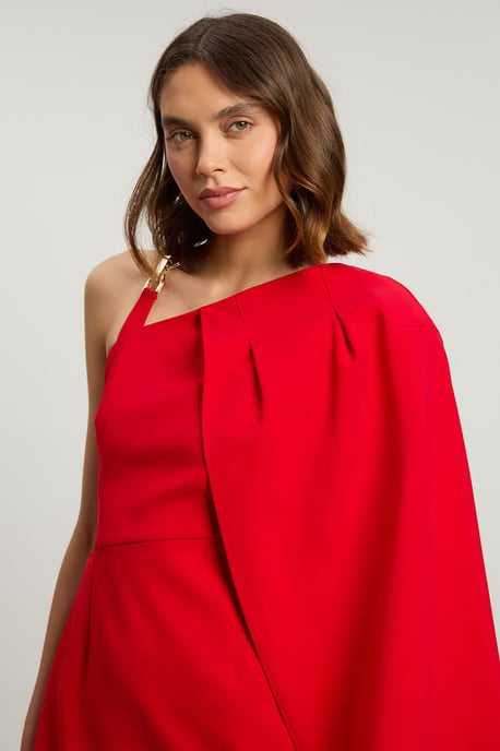 Compact Viscose Asymmetric Detail Mini Dress - Image 2