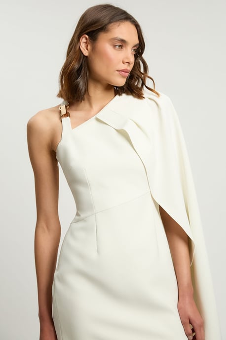 Compact Viscose Asymmetric Detail Mini Dress - Image 2