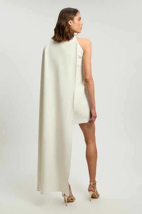Compact Viscose Asymmetric Detail Mini Dress - Image 3