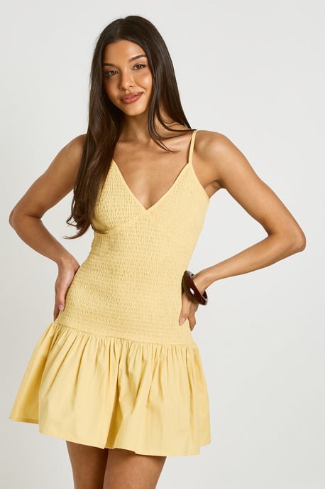 Shirred Bodice Poplin Mini Dress - Image 4