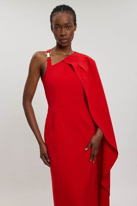 Compact Viscose Asymmetric Detail Maxi Dress - Image 2