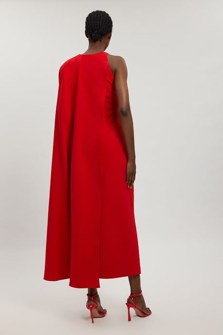 Compact Viscose Asymmetric Detail Maxi Dress - Image 3