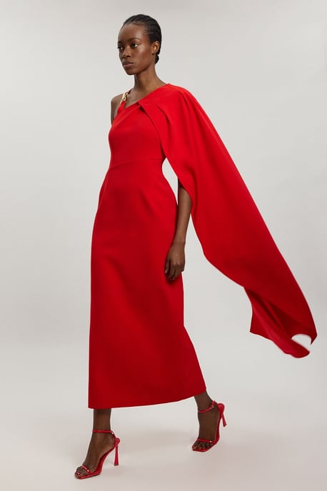 Compact Viscose Asymmetric Detail Maxi Dress - Image 4