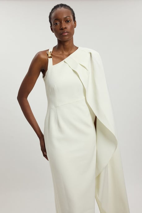 Compact Viscose Asymmetric Detail Maxi Dress - Image 2