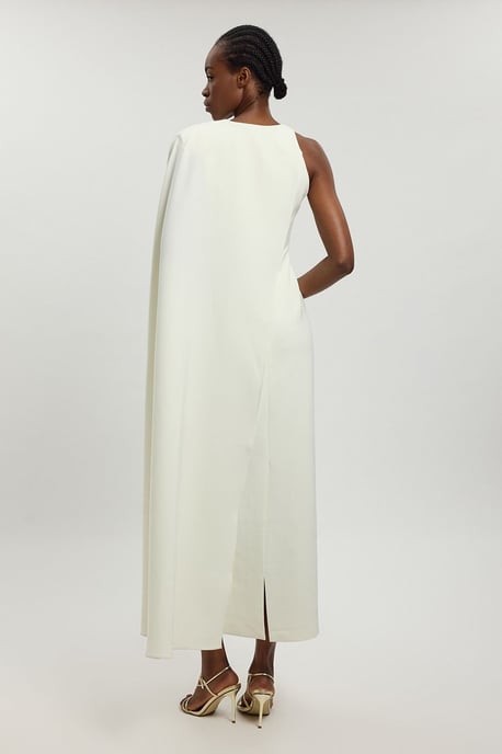 Compact Viscose Asymmetric Detail Maxi Dress - Image 3