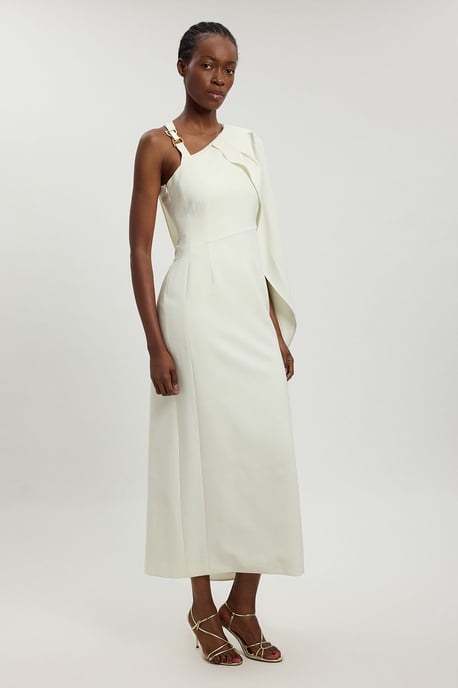 Compact Viscose Asymmetric Detail Maxi Dress - Image 4