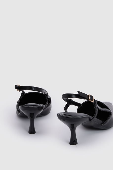 Luneth Faux Leather Kitten Heel Slingback Court Shoes - Image 2