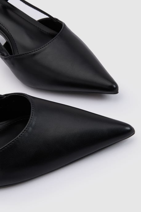 Luneth Faux Leather Kitten Heel Slingback Court Shoes - Image 3