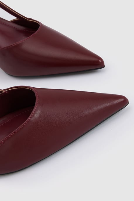 Luneth Faux Leather Kitten Heel Slingback Court Shoes - Image 3