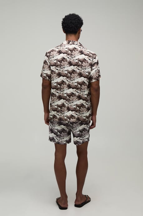 Monochrome Printed Shirt & Swim Short Set - Image 2