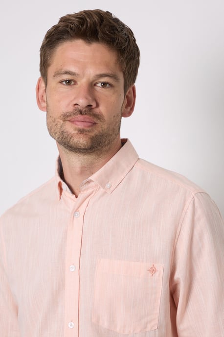 Peach Soft Stripes Long Sleeve Shirt Button Down Shirt - Image 2