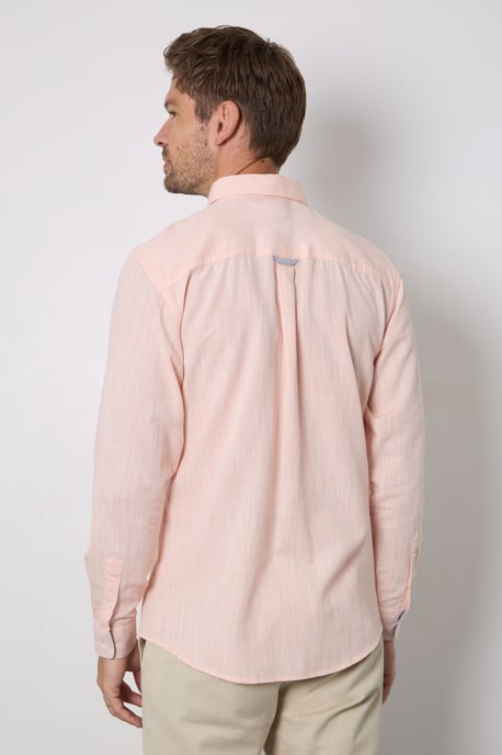 Peach Soft Stripes Long Sleeve Shirt Button Down Shirt - Image 3