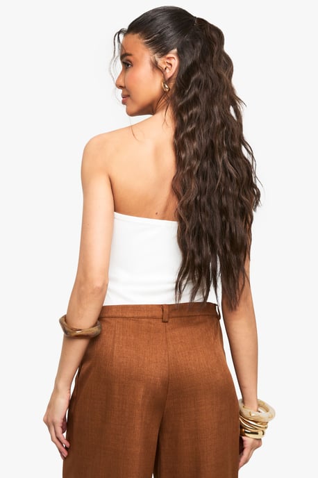 Double Layered Slinky Trim Detail Bandeau Bodysuit - Image 2