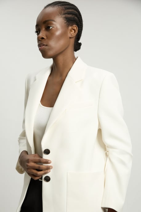 Compact Stretch Ruched Sleeve Detail Single Breasted Blazer - Image 2
