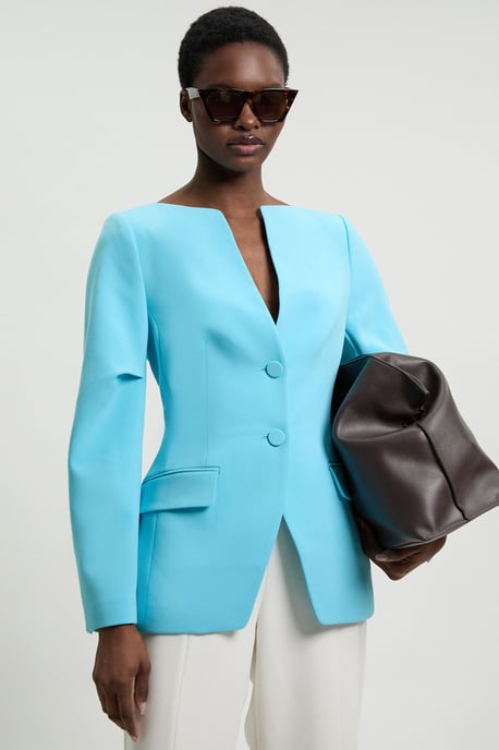 Compact Stretch Tailored Single Breast Blazer - Image 1