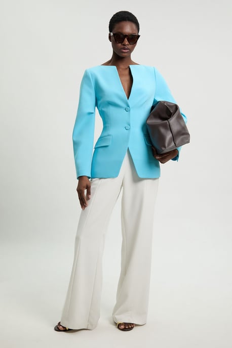 Compact Stretch Tailored Single Breast Blazer - Image 3