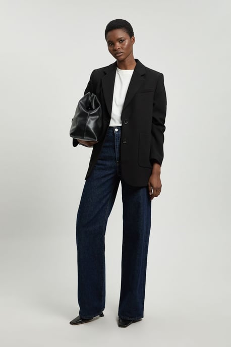 Compact Stretch Ruched Sleeve Detail Single Breasted Blazer - Image 3