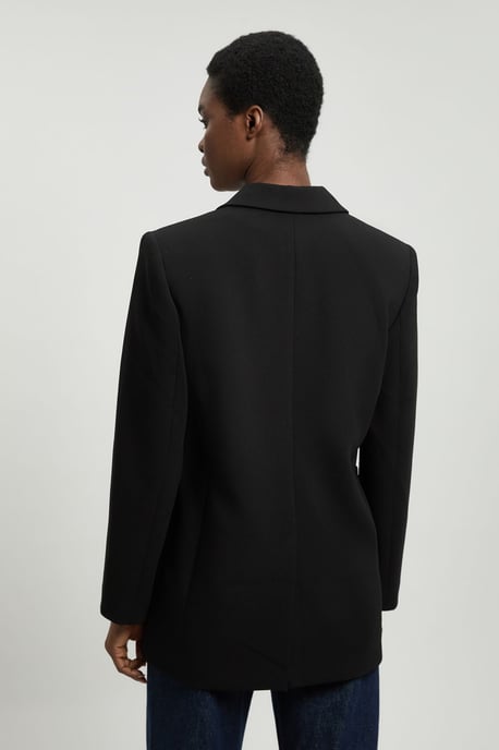 Compact Stretch Ruched Sleeve Detail Single Breasted Blazer - Image 4