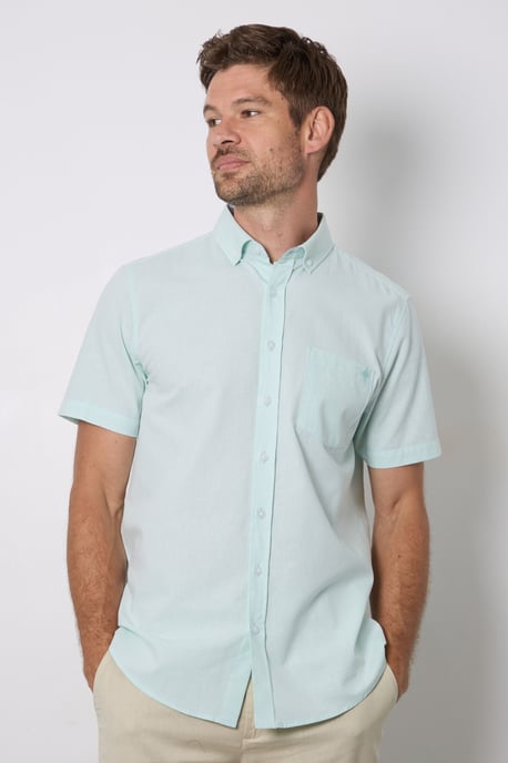 Aqua Textured Short Sleeve Shirt - Image 1