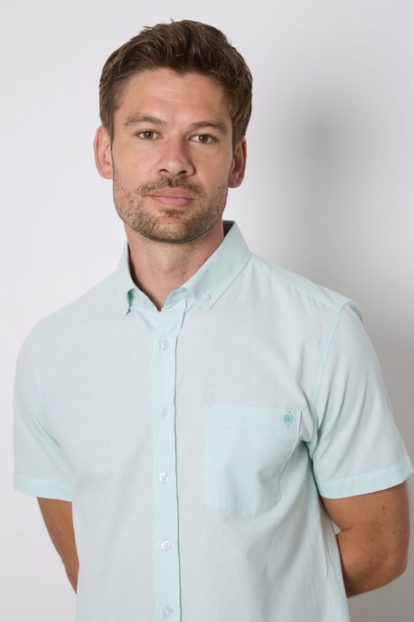 Aqua Textured Short Sleeve Shirt - Image 2