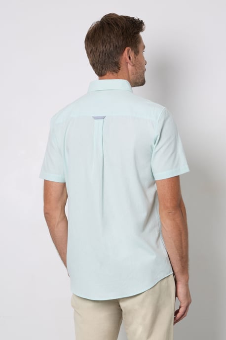 Aqua Textured Short Sleeve Shirt - Image 3