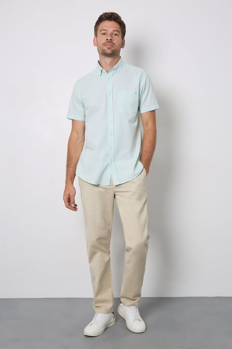 Aqua Textured Short Sleeve Shirt - Image 4