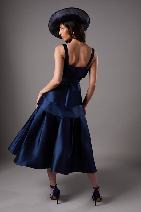 Lisa Tan Twill Volume Belted Midi Dress - Image 3