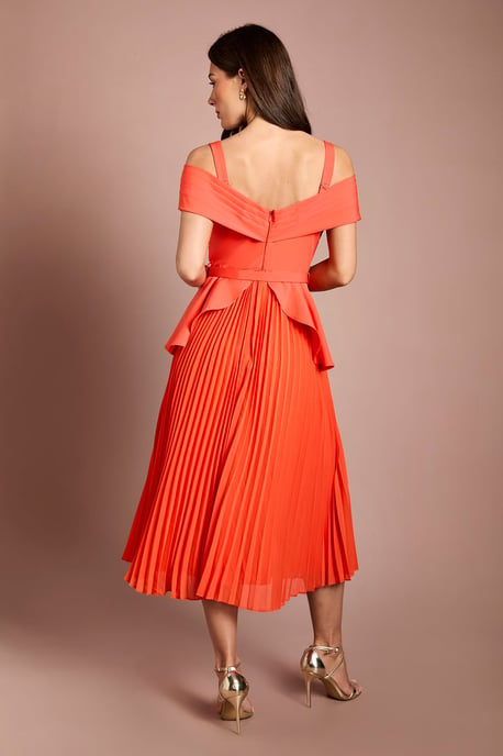 Bardot Pleated Crepe Midi Dress - Image 3