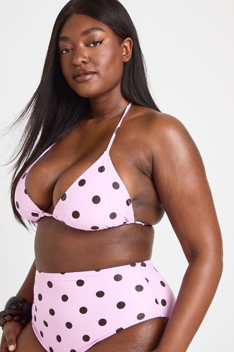 Plus Polka Dot Triangle Bikini Set - Image 3