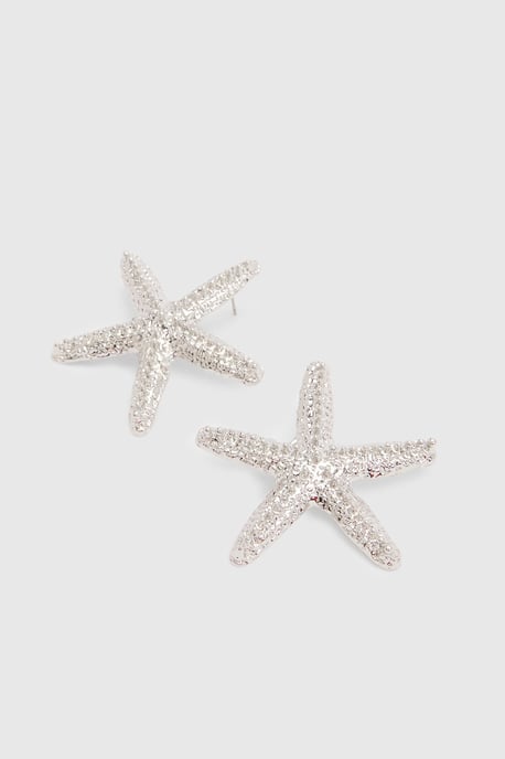 Statement Silver Starfish Earrings - Image 3