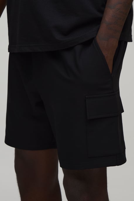 Slim Fit Elasticated Technical Stretch Cargo Shorts - Image 3