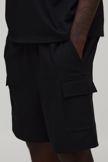 Relaxed Fit Elasticated Technical Stretch Cargo Shorts - Image 3