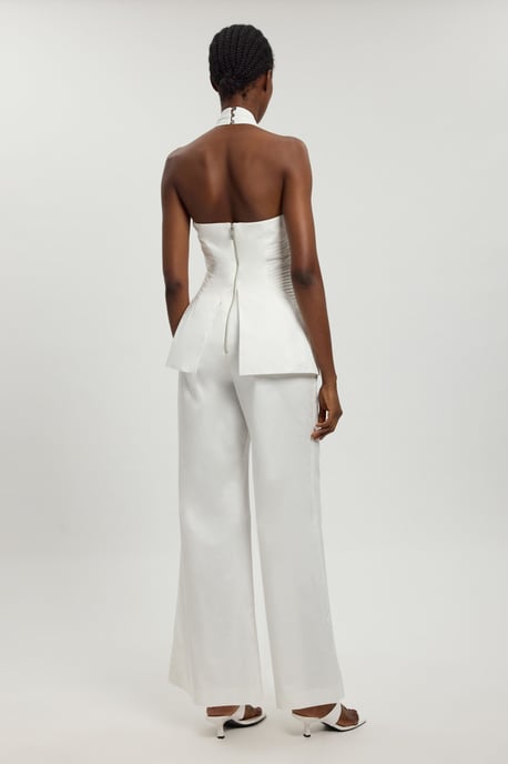 Tailored Cotton Sateen Halter Jumpsuit - Image 4