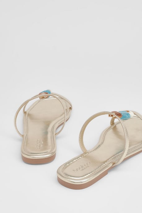 Wide Fit T Bar Beaded Sandals - Image 4