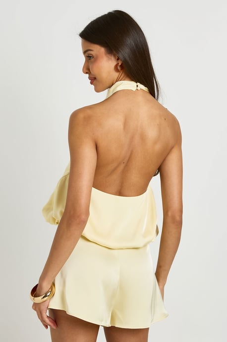 Satin Halterneck Lowback Playsuit - Image 2