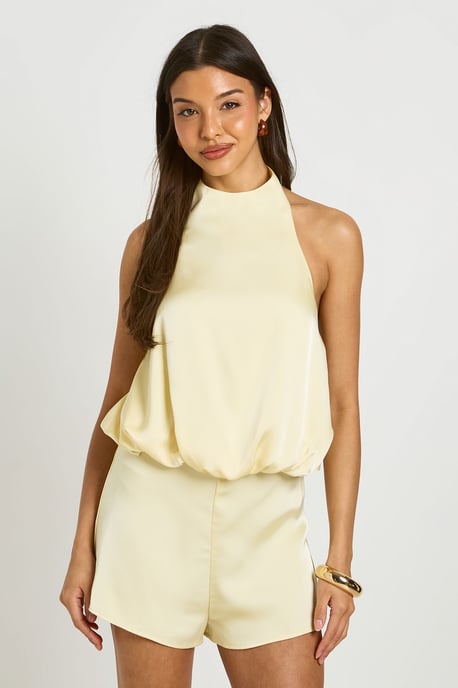 Satin Halterneck Lowback Playsuit - Image 3