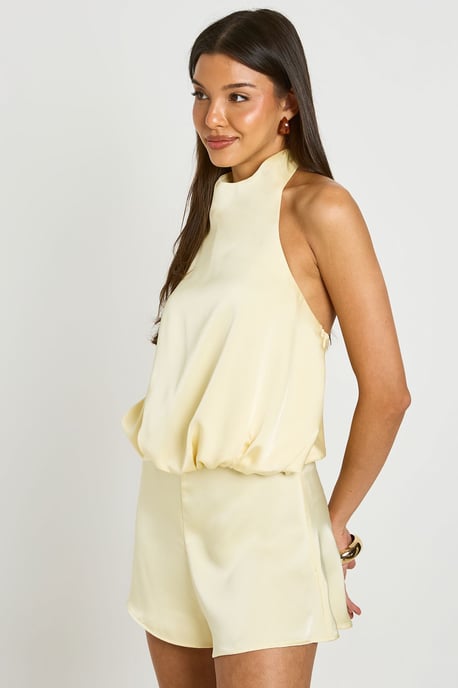 Satin Halterneck Lowback Playsuit - Image 4