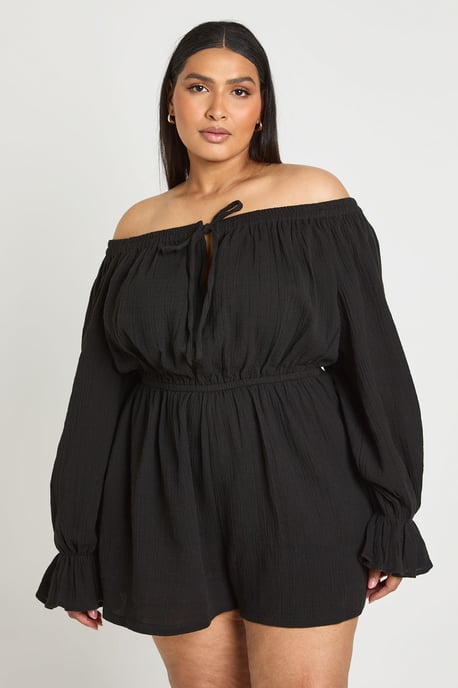 Plus Milkmaid Tie Front Playsuit - Image 1